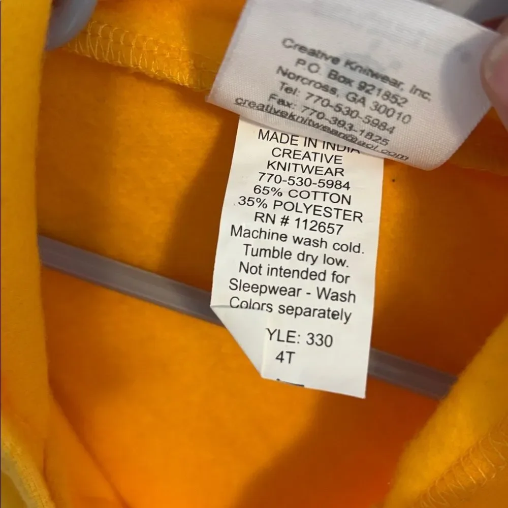 Creative knitwear Kids Yellow LSU lightweight hoodie size 4T